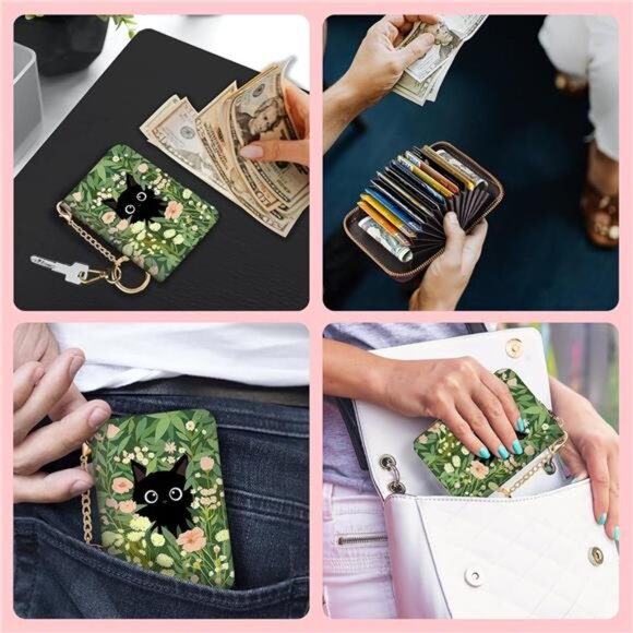 Women's Black Cat Floral RFID Wallet Black Cat Floral - Picture 3 of 6